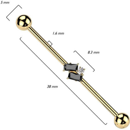 Barbell Industrial Baguette y circonita redonda