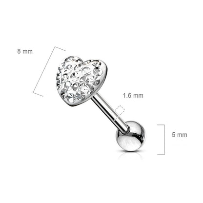 Zungenpiercing Herz Zirkonia