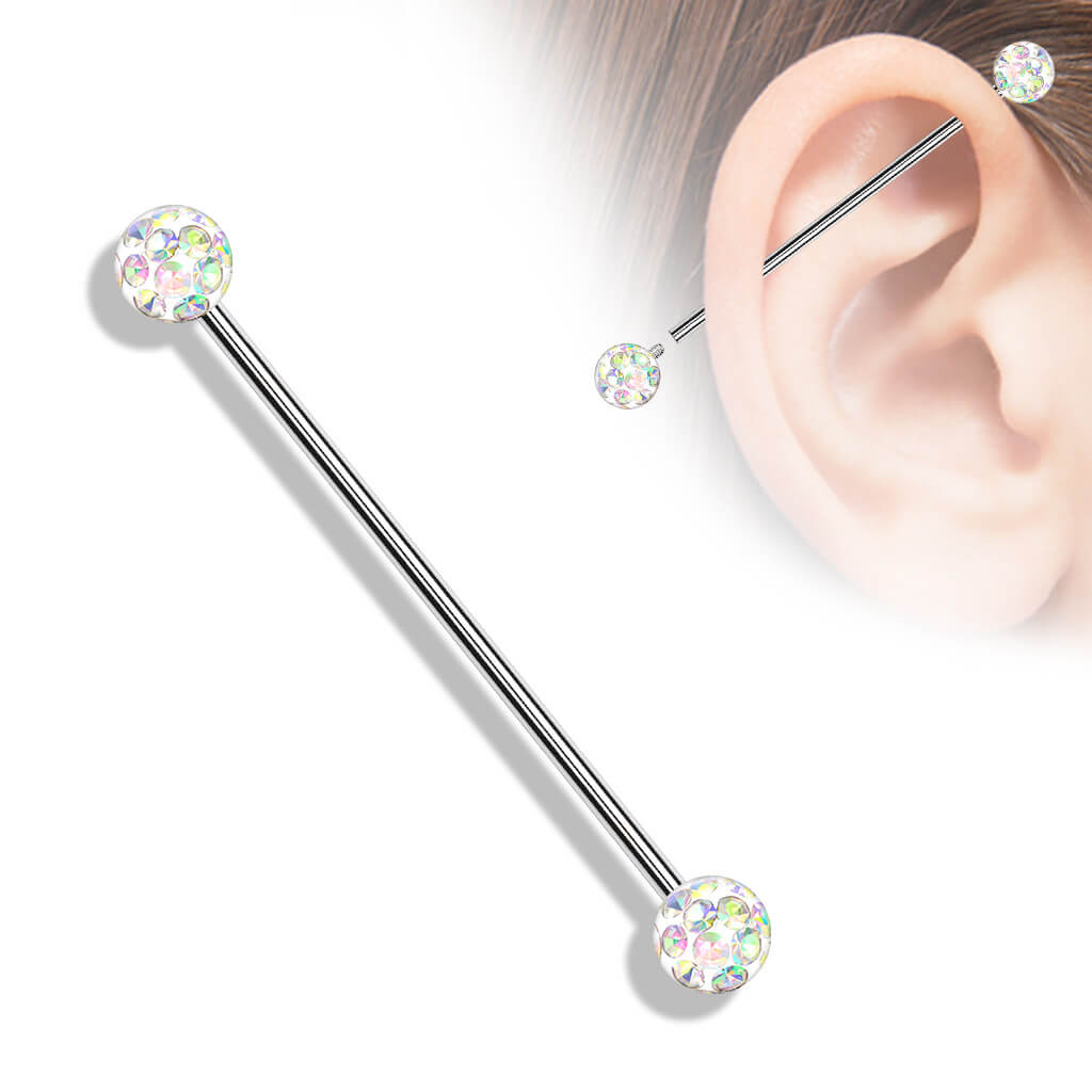 Industrial Barbell Ball Glitter Internally Threaded