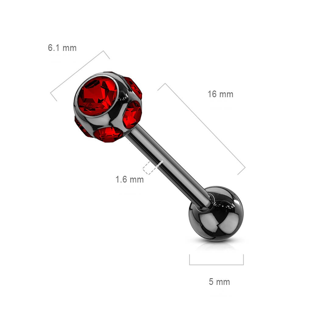 Barbell Kugel Zirkonia PVD