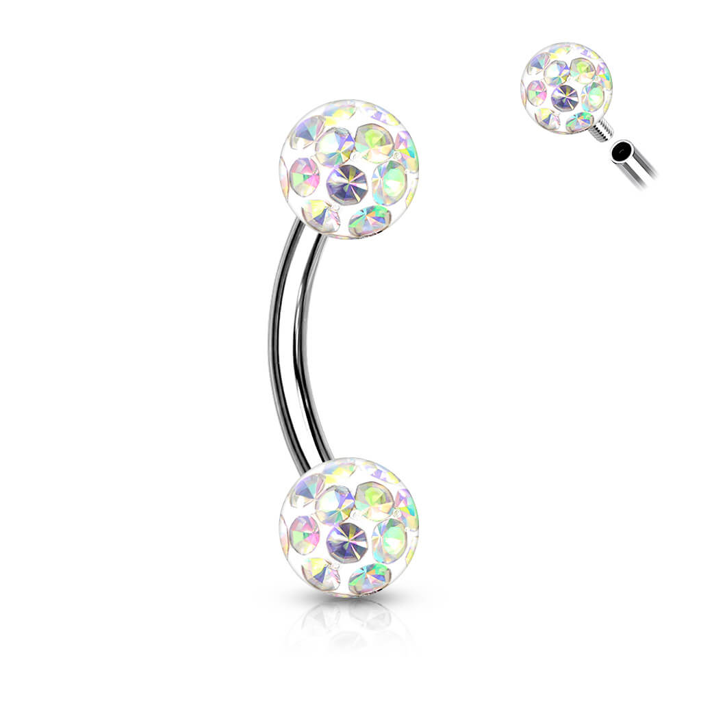 Eyebrow Piercing Ball Zirconia Internally Threaded