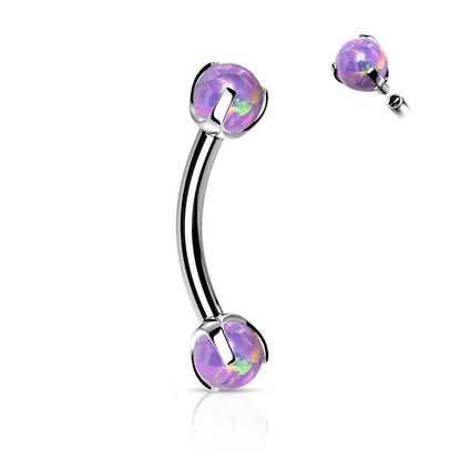 Eyebrow Piercing Ball Opal Internally Threaded