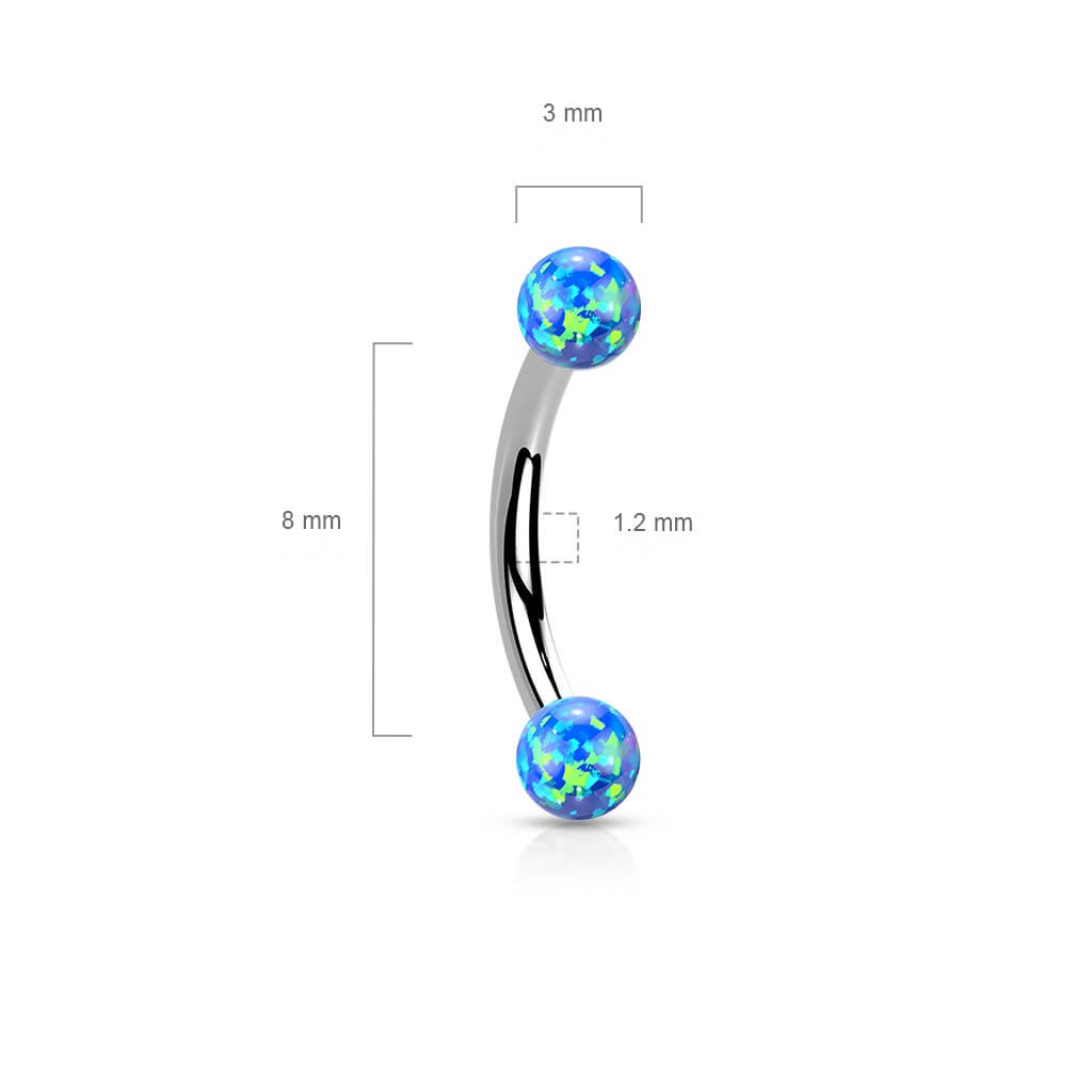 Piercing Sopracciglio Sfera d´argento con opalo Filettatura Interna