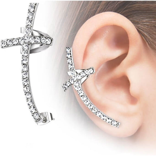 Earcuff Ear cuff a croce di zirconi Pieghevole