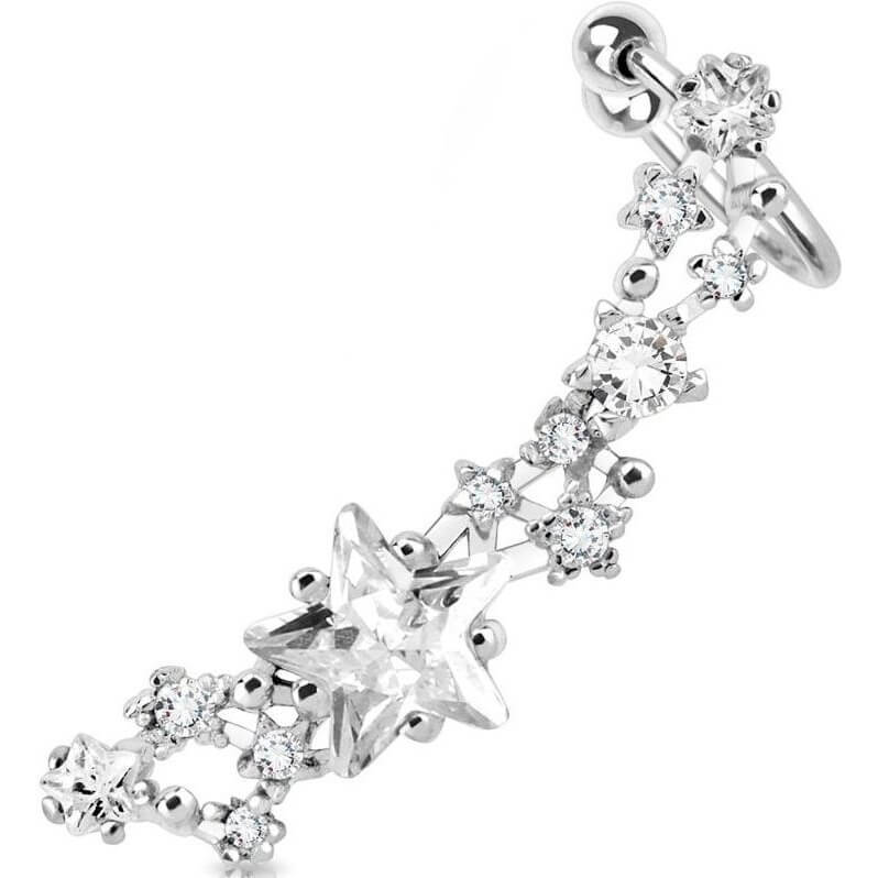 Earcuff Ear Cuff Star Silver Zirconia