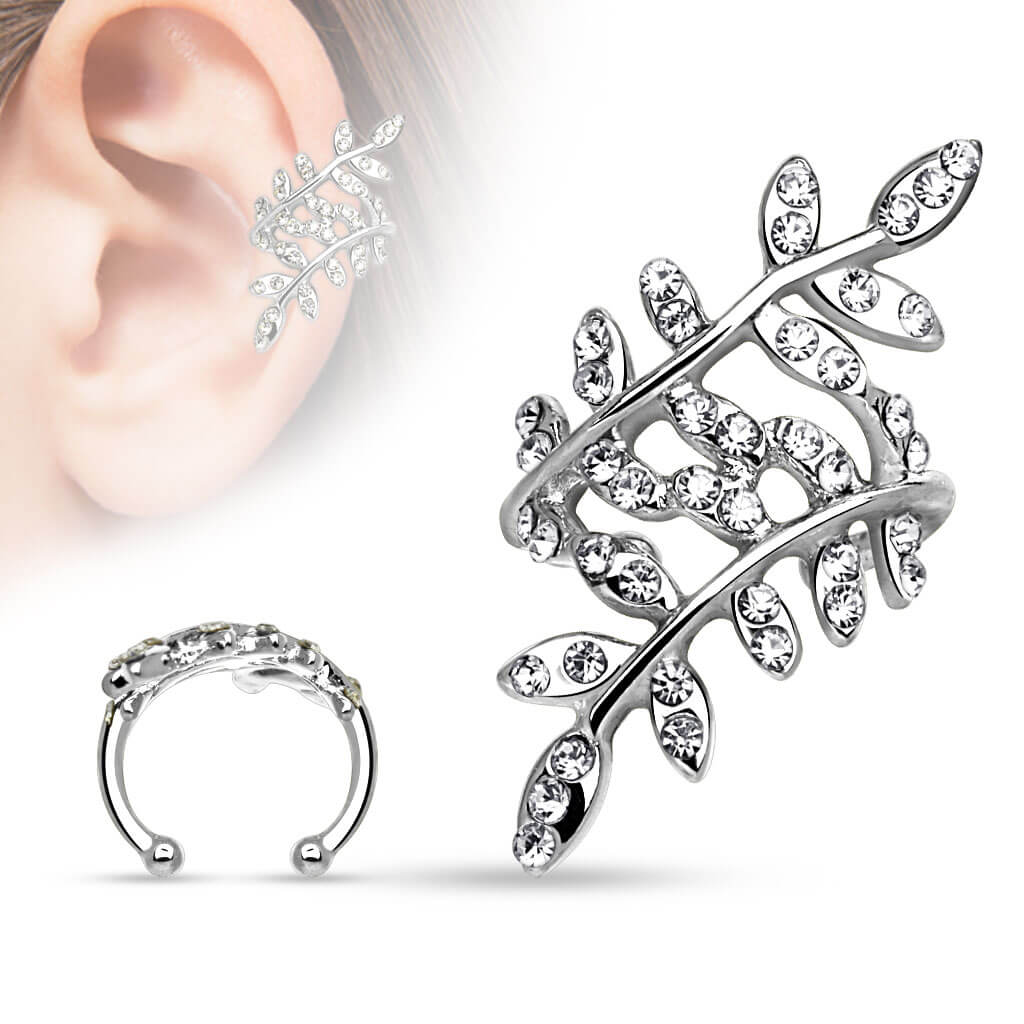 Earcuff Ear Cuff Hojas Circonita Flexible