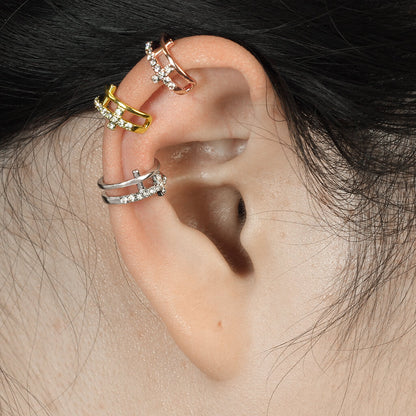 Earcuff Ear Cuff Doble Cruz Circonita Flexible