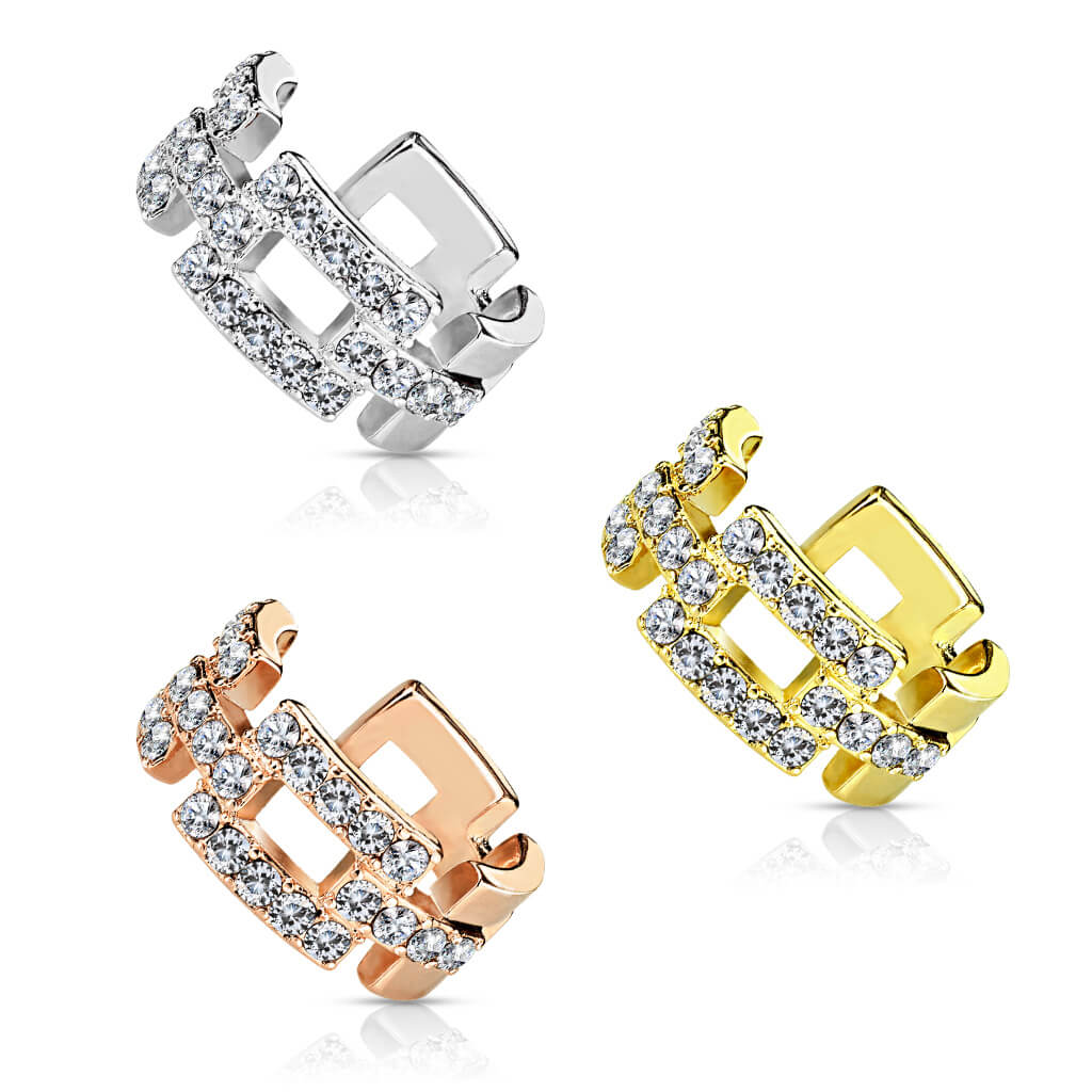 Earcuff Ear Cuff Square Zirconia Bendable