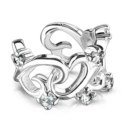 Earcuff Ear Cuff Heart Zirconia Bendable