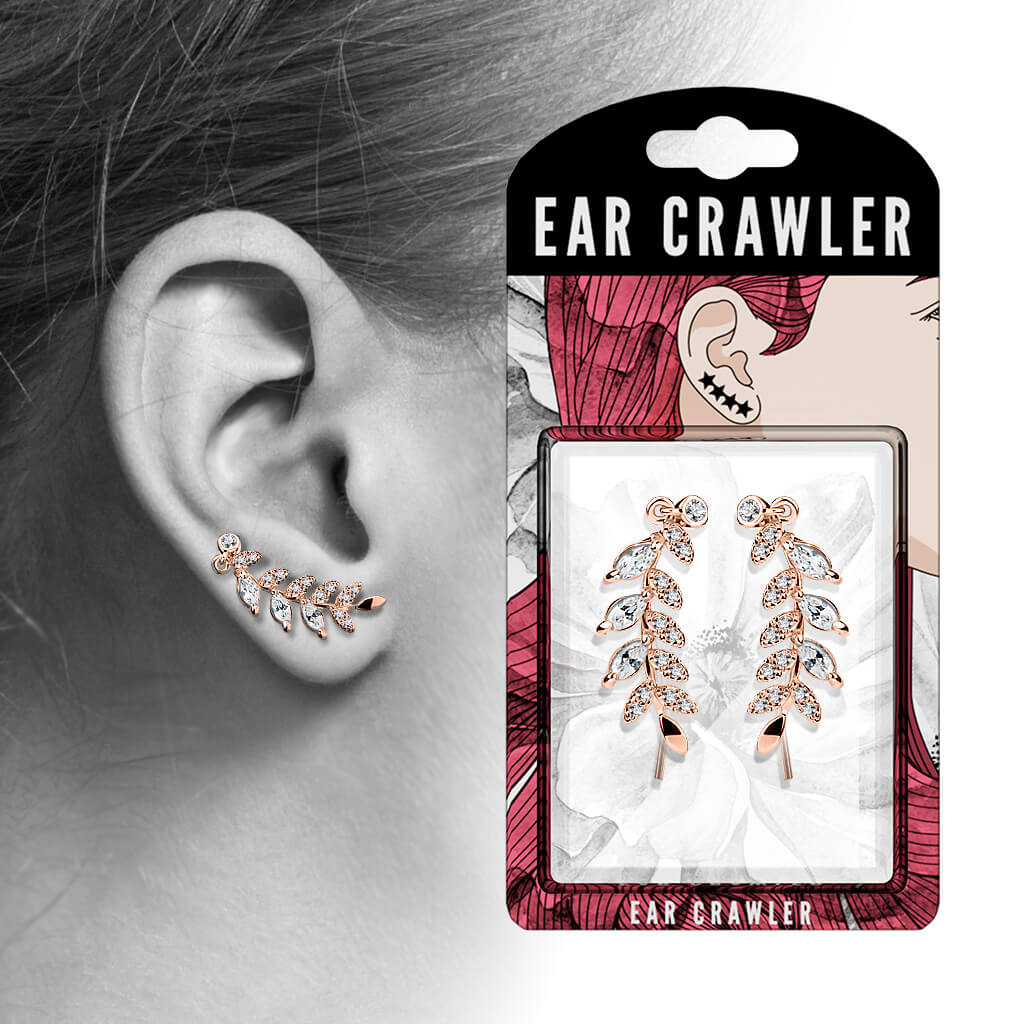 Ear Crawler Blätter Zirkonia