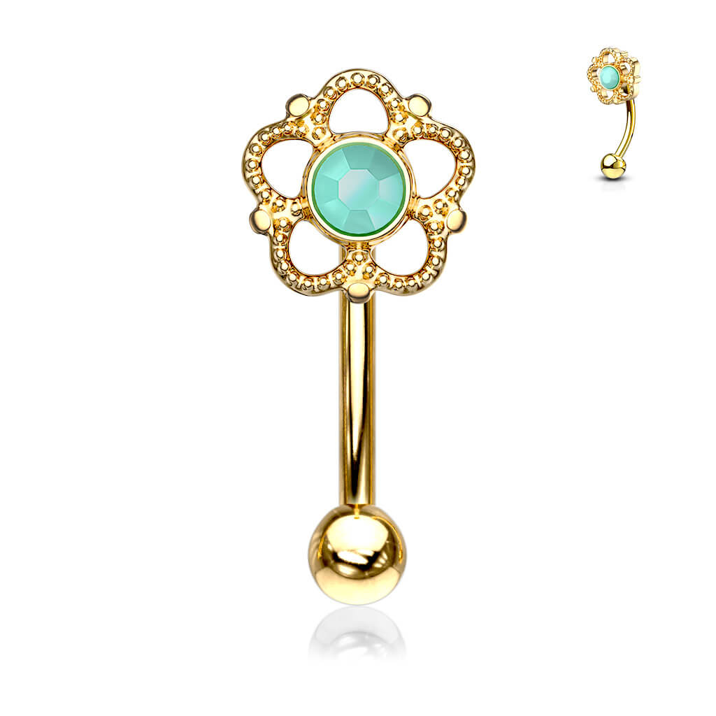 Eyebrow Piercing Flower Turquoise