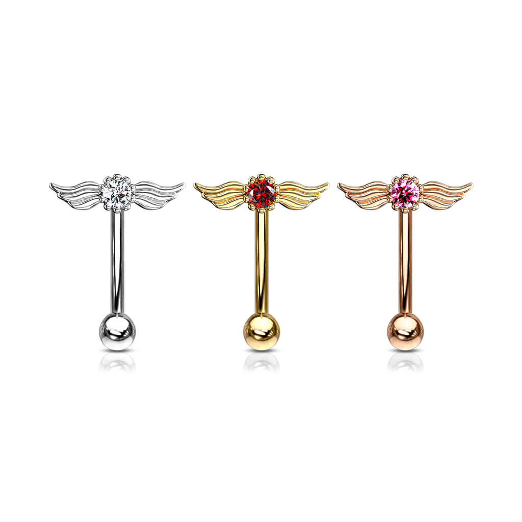 Eyebrow Piercing AngelWings Zirconia