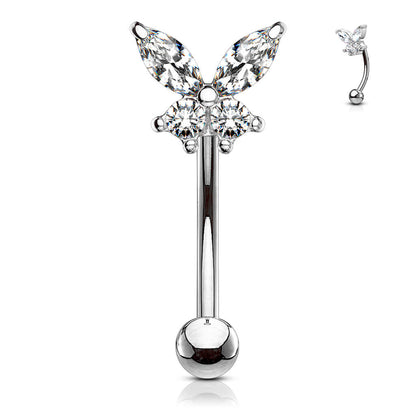 Eyebrow Piercing Butterfly Zirconia