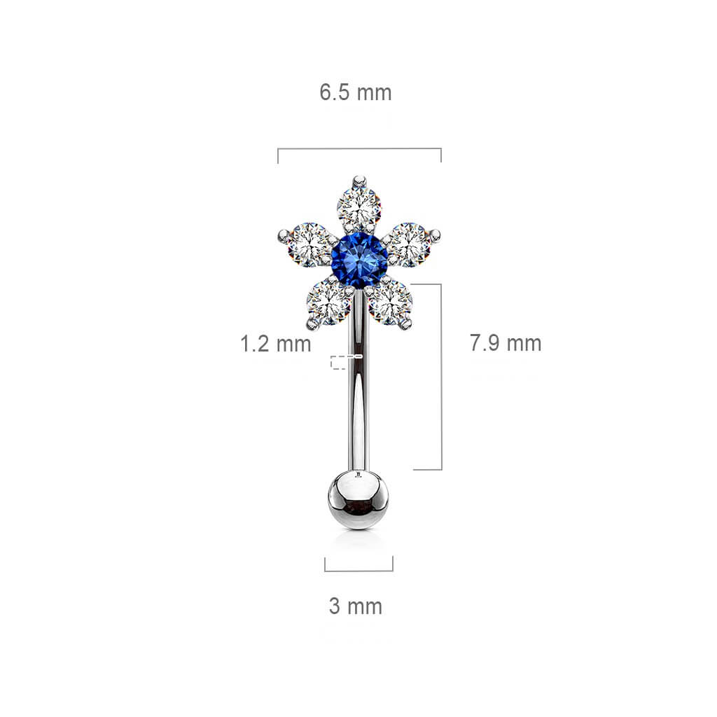 Eyebrow Piercing Flower Zirconia