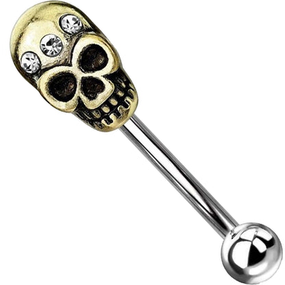 Augenbrauenpiercing Totenkopf Silber Gold Zirkonia