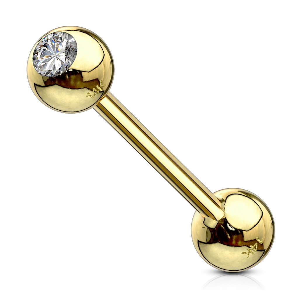 Oro 14kt Barbell Circonita Bola