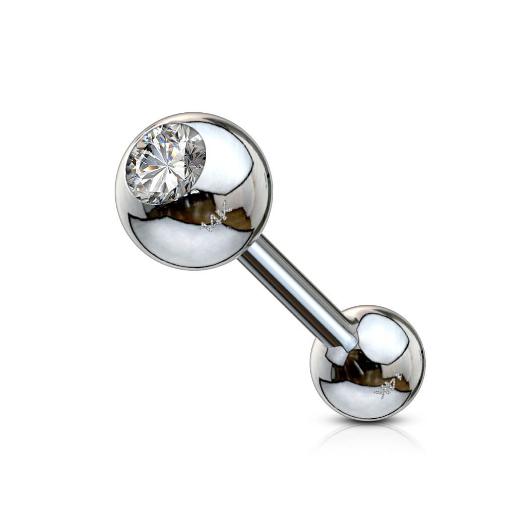 Oro 14 kt Barbell Sfera con zircone