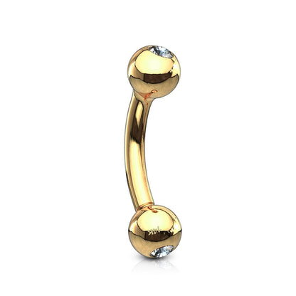 Solid Gold 14 Carat Eyebrow Piercing Ball Zirconia