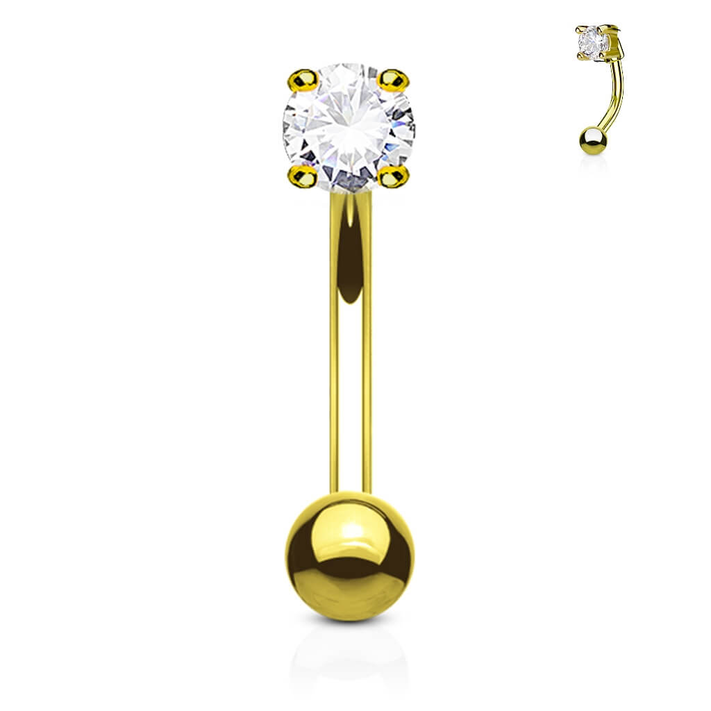 Oro 14 kt Piercing Sopracciglio Zircone