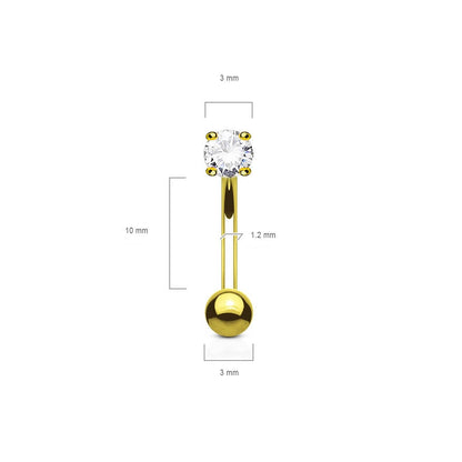 Oro 14 kt Piercing Sopracciglio Zircone