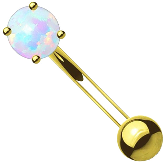 Solid Gold 14 Carat Eyebrow Piercing Ball Opal