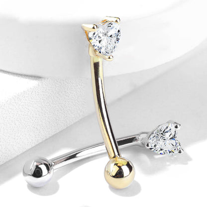 Oro 14 kt Piercing Sopracciglio Zircone a cuore 