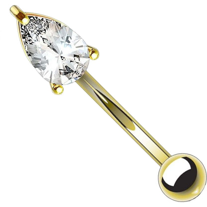 Oro 14 kt Piercing Sopracciglio Zircone a goccia 