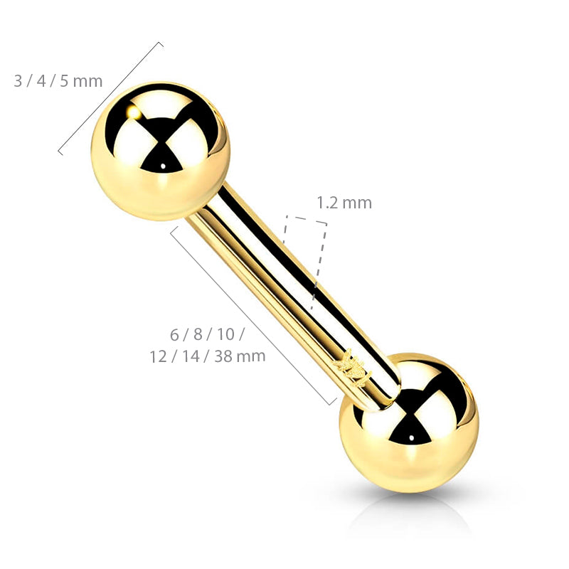 Oro 14 kt Barbell Sfera  Push-In