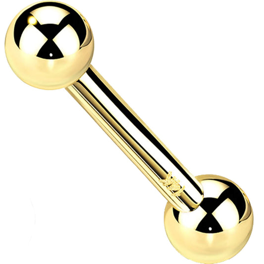 Oro 14kt Barbell Bola Push In