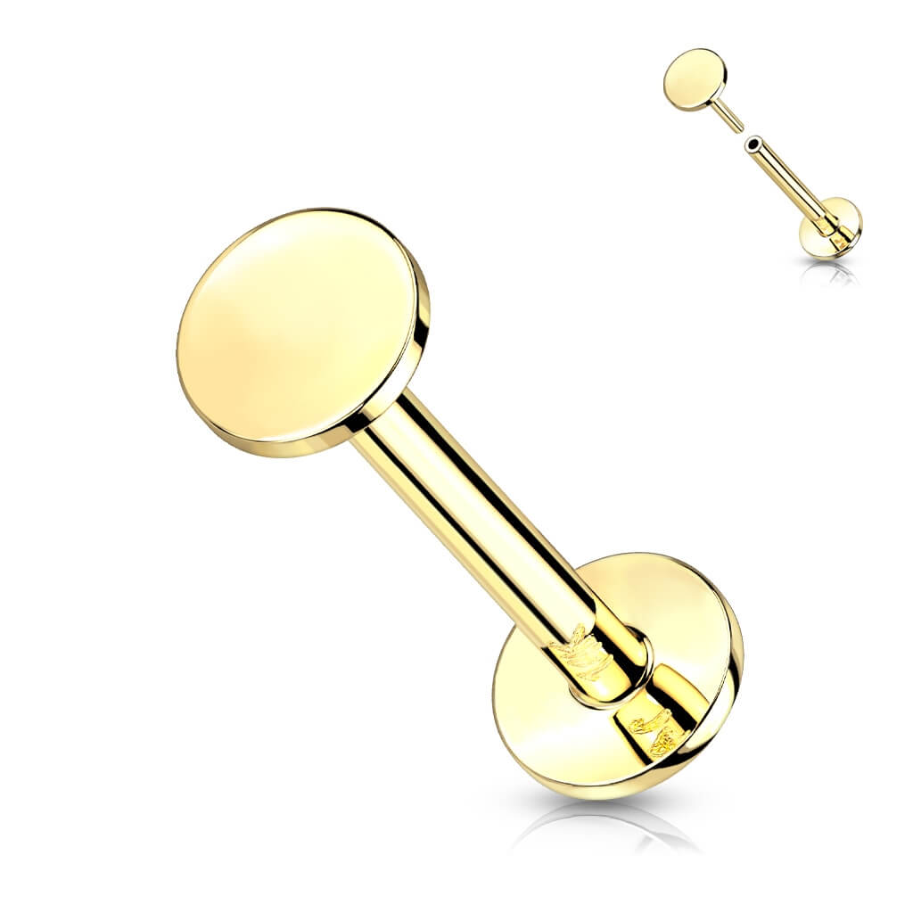 Oro 14kt Circulo plano Push In Labret