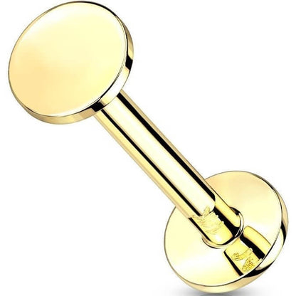 Or 14kt Labret Rond Plat Enfoncer