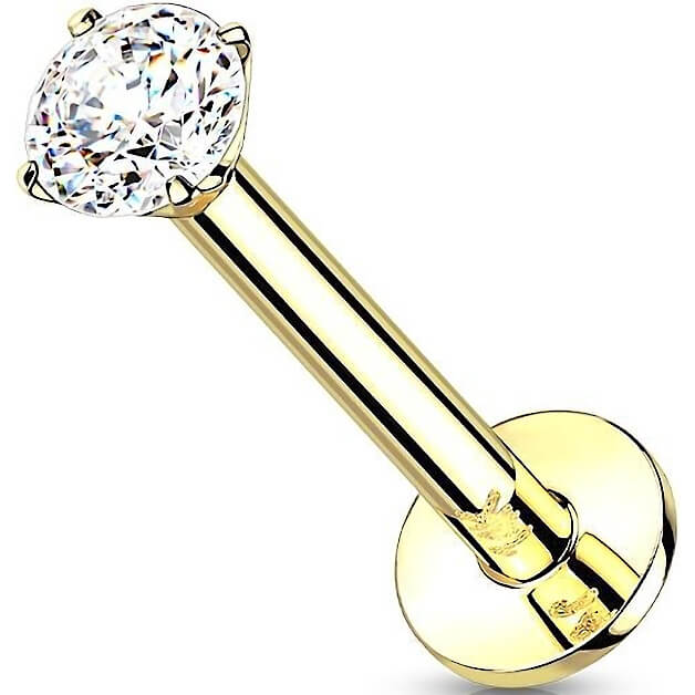 Oro 14kt Circonita redonda Push In Labret