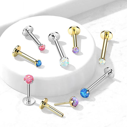 Oro 14 kt Labret Opale rotonda  Push-In