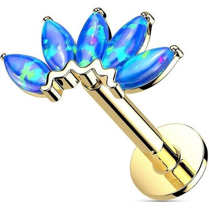 14 Karat Gold Labret Marquise Schliff 5 Opal Gelbgold Weißgold Push-In