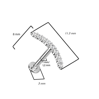 Złoto 585 labret zaokrąglony kolczyk z cyrkoniami  push-in