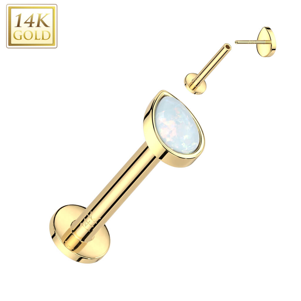 Or 14kt Labret Opale  Goutte Enfoncer