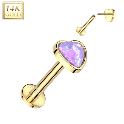 Oro 14 kt Labret Cuore Opale Push-In