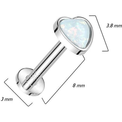 14 Karat Gold Labret Herz Opal Push-In