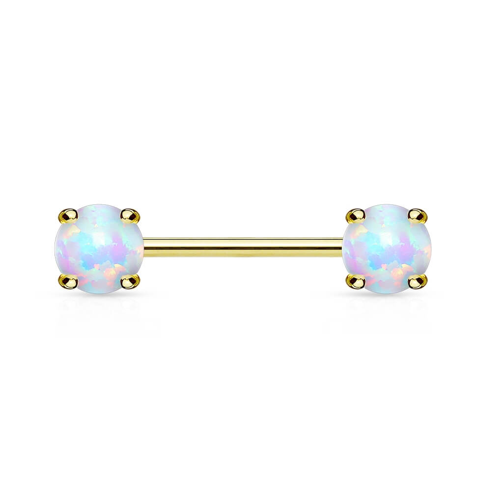 14 Karat Gold Nippelpiercing Opal Gelbgold Weißgold