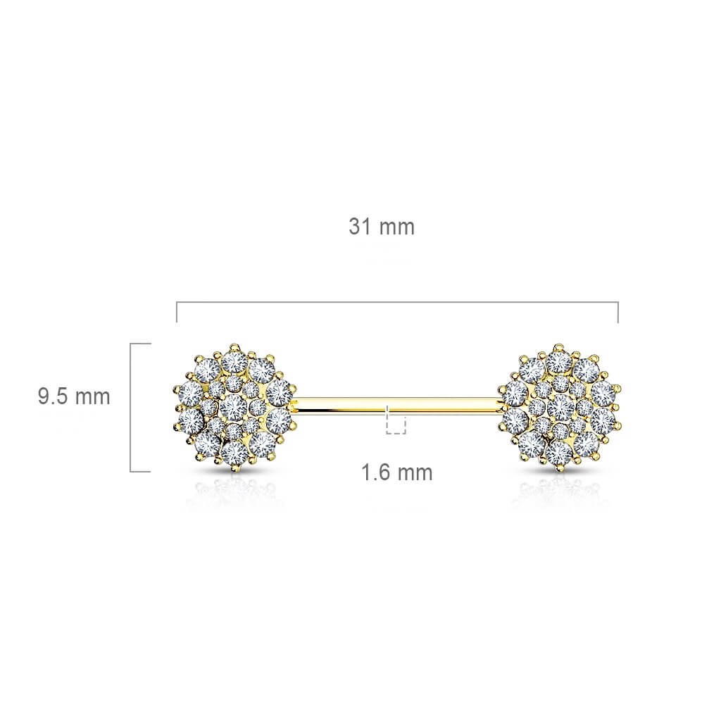 Oro 14kt Flor de Circonita Pezón