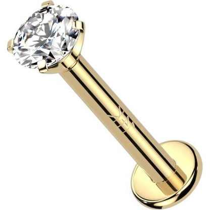 Oro 14 kt Labret Zircone  Filettatura Interna