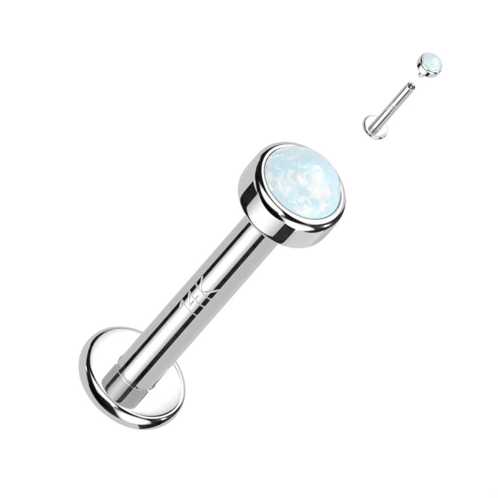 Or 14kt Labret Opale Filetage Interne