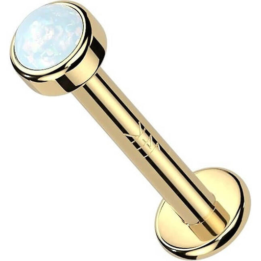 Solid Gold 14 Carat Labret Opal Internally Threaded