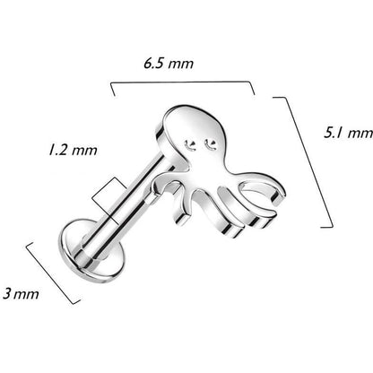 Or 14kt Labret Pieuvre Filetage Interne