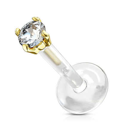 Oro 14 kt Labret Zircone  Push-In