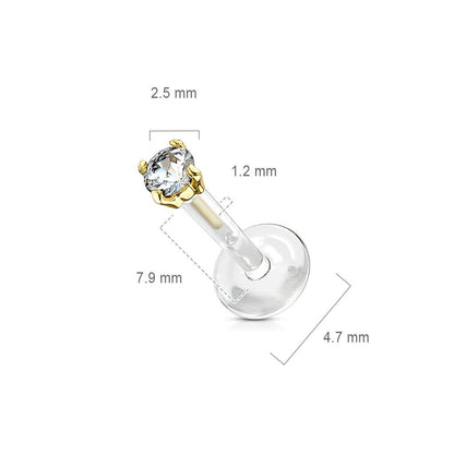 Oro 14 kt Labret Zircone  Push-In