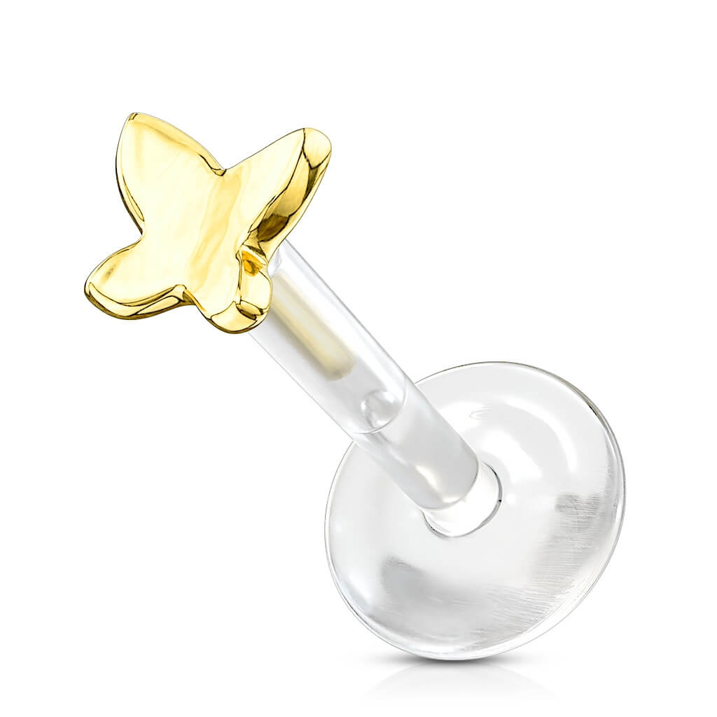 Or 14kt Labret Papillon Enfoncer