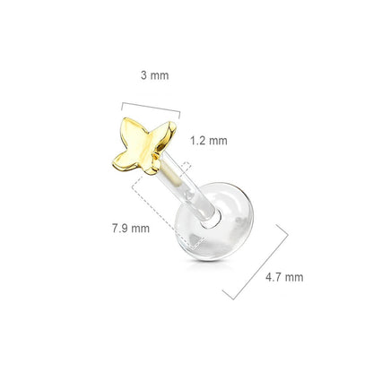 Oro 14 kt Labret Farfalla  Push-In