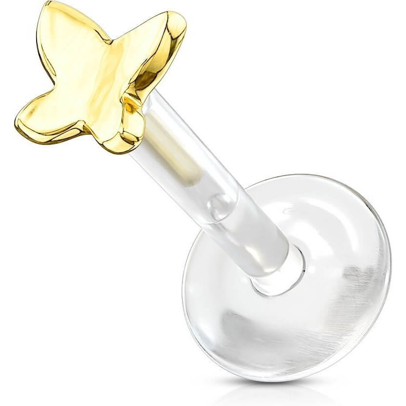 Or 14kt Labret Papillon Enfoncer