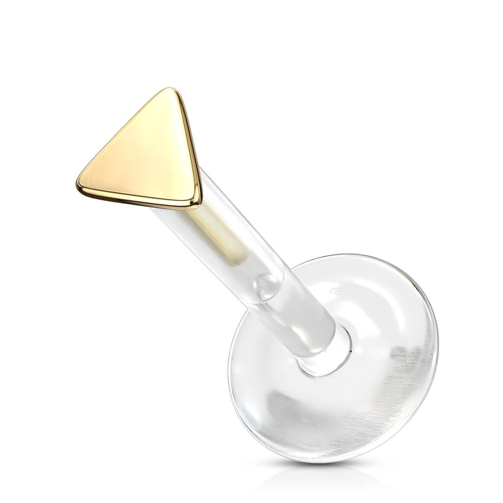 Oro 14 kt Labret Triangolo piatto Push-In